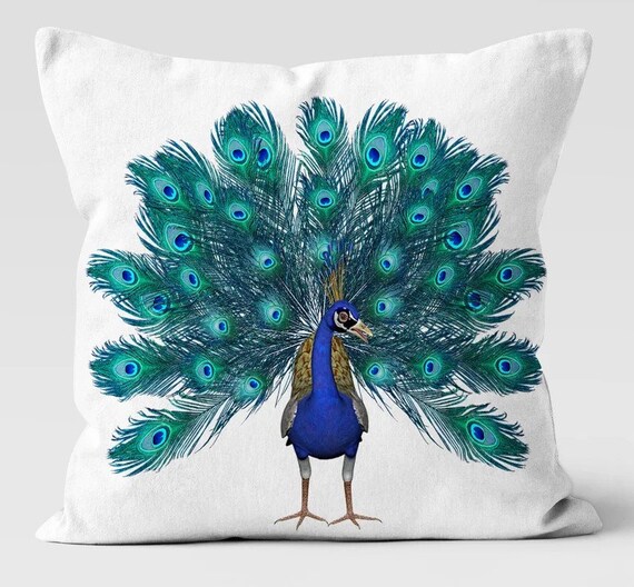 Peacock Cushion Cover animal Print Home Decor peacock Feather Decorative Pillow Case farmhouse Decor bedroom and Porch Textile Etsy