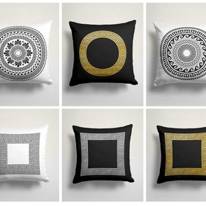 White black square yellow geometric pillow cover|Home office decorative pillow cover/Gift pillow/Handmade material/Outdoor accessory
