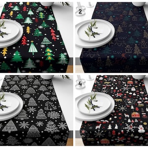 Joyful Christmas Table Runner,Xmas Kitchen Table cloth,Christmas Tree Table Top,New Years Gift,Winter Trend design,Christmas Home Decor