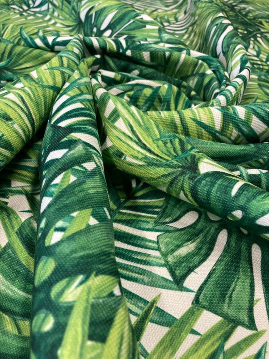 Green Palm Leaves Tropical Fabric for Curtain Upholstery Etsy