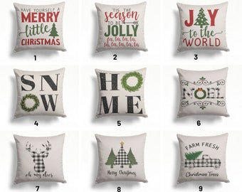Fundas de almohada navideñas/Decoración navideña para el hogar/Funda de almohada de pino/Decoración navideña para el hogar/Funda de cojín con ciervo navideño a cuadros blancos y negros