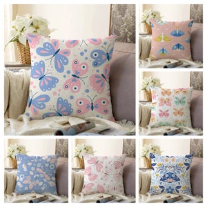 Butterfly Cushion Cover|Cute Butterfly Pillow Case|Farmhouse Home Textiles|Living Room Decoration|Gift for Mom|Housewarming Gift