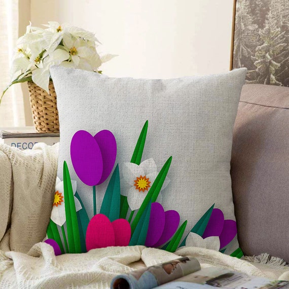 Purple Red Flower Cushion Cover Rose Floral Throw Pillow Covers Living Room Home Textile Summer Trend Home Decor Housewarming Gift Etsy