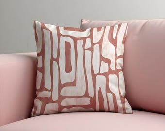 Blush Pink Abstract Cushion Cover , Organic Line ArtPillow Case, Minimalist Boho Throw Pillow Cover, Cozy Contemporary Decor