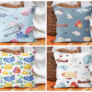 Funda de almohada infantil con diseño de avión/Funda de almohada con forma de globo para bebé/Modelos de almohadas decorativas para niños/Funda de cojín para guardería