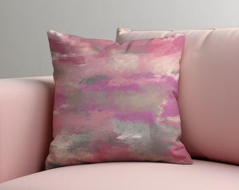 Pink Watercolor Throw Pillow Cover, Soft Abstract Brush Art Cushion Cover, Romantic Pastel Home Decor, Eclectic Home Decoration