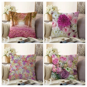 Fodera per cuscino arazzo/Fodera per cuscino rosa/Regalo di inaugurazione della casa/Decorazione tradizionale multicolore in stile fattoria/Decorazione floreale per il soggiorno