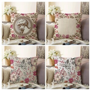Floral Pillow Cushion Cover, Colourful Flower Portrait Pillow Case, Digital Printed Decorative Pillow Cushion Cover, Flower Home Decor