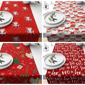 Santa Claus Table Runner,Christmas Table Decor,Snowflale Xmas Home Decor,Winter Trend Red,Festive Red Table Runner,Red Xmas Ho Ho Home Decor