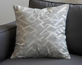 Grey Abstract Cushion Cover, Modern Minimalist Pillow Case, Contemporary Throw Pillowcase