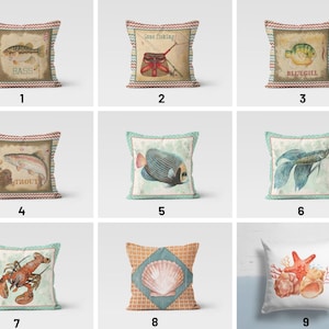 Marine sailing boat cushion cover/Crab Seashells pillow case/Marine throw pillow cases/Sea turtle Beach house pillow/Coastal sea decoration