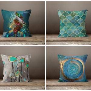 Blue Green Cushions Etsy UK