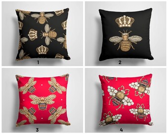 Bee Cushion Cover/Honeybee Pillow Case/Queen Bee Cushion Cover/Decorative Throw Pillow Top/Animal Home Decor/Gift For Her