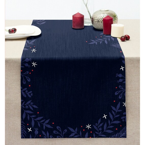 Niviy Weihnachtstischläufer – Schneeflocken-Muster, 33 X 122 Cm, Leinenstoff, Wasserdicht & Maschinenwaschbar