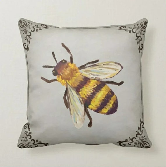 Cute Bee Cushion Cover queen Bee Pillow Case yellow Black Bee Digital Printing beehive Honey Cushion Cover garden and Home Textile Etsy Canada