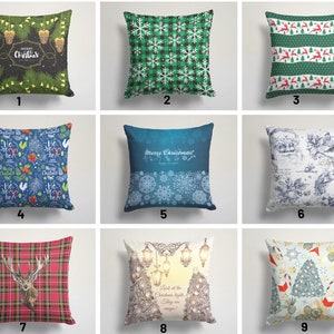 Merry Christmas Cushions Cover/Green White Snowflake Pillow top/Deer Pattern Christmas Pillow Cover/Candy Cane,Rooster Christmas Pillowcase