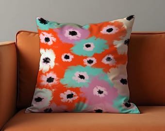 Funda de cojín floral colorida, funda de cojín con diseño retro de flores, funda de cojín decorativa para sofá, decoración moderna y llamativa para el hogar.