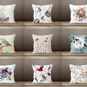 Bird Cushion Cover|Floral pillow case|Housewarming Cushion case|Flower Home Decor pillow cover|Gift for her cushion|Handmade material