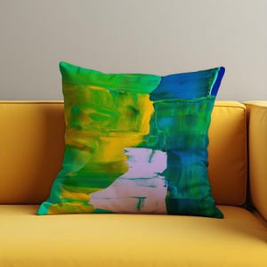 Color Block Abstract Cushion Cover, Colorful Throw Pillow Case, Bold Modern Decor, Creative Living Spaces, Eclectic Home Decor