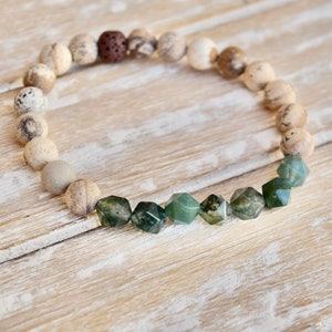 Emotional Balance Bracelet - Moss Agate Star Cut Gemstone Bracelet