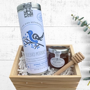 Build a Box item- Tea Set - Organic Tea & Mini Honey with Wooden Dipper - Choose Your Tea Blend