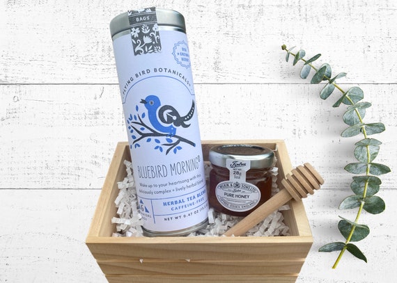 Build a Box item- Tea Set - Organic Tea & Mini Honey with Wooden Dipper - Choose Your Tea Blend
