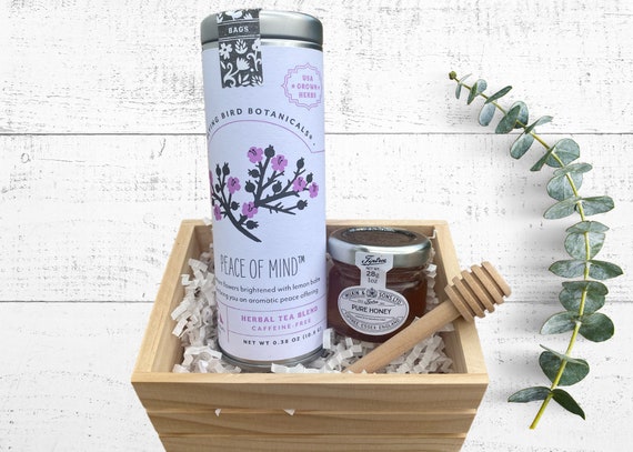 Build a Box item- Tea Set - Organic Tea & Mini Honey with Wooden Dipper - Choose Your Tea Blend