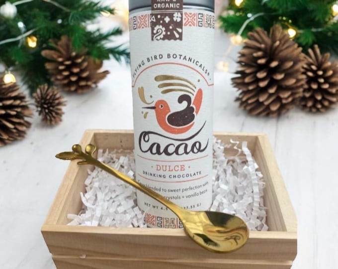 Build a Box Item - Hot Chocolate Set - Organic Hot Chocolate & Golden Stirring Spoon Set