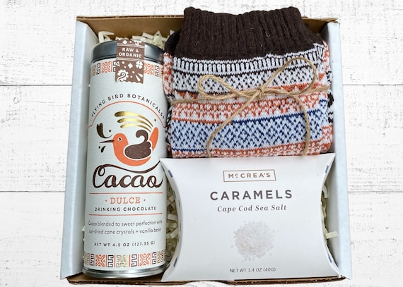 Cocoa Gift Box - Gift for Friend - Home Gift - Best Friend Gift - Hot Cocoa, Caramels and Socks Gift -  Boyfriend Gift - Thank You Gift