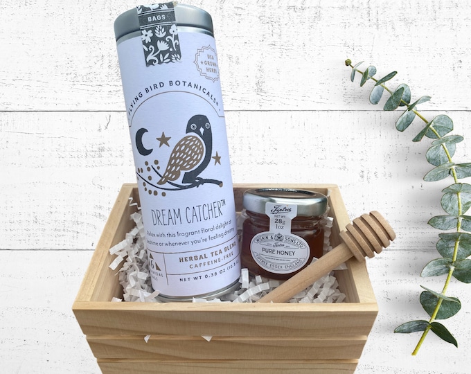 Build a Box item- Tea Set - Organic Tea & Mini Honey with Wooden Dipper - Choose Your Tea Blend