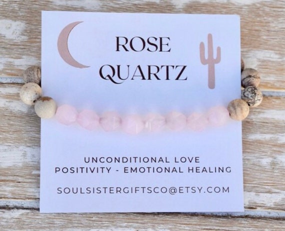 UNCONDITIONAL LOVE Gemstone Bracelet - Rose Quartz  Bracelet - Crystal Bracelet - Stacking Bracelet - Yoga Jewelry - Starcut