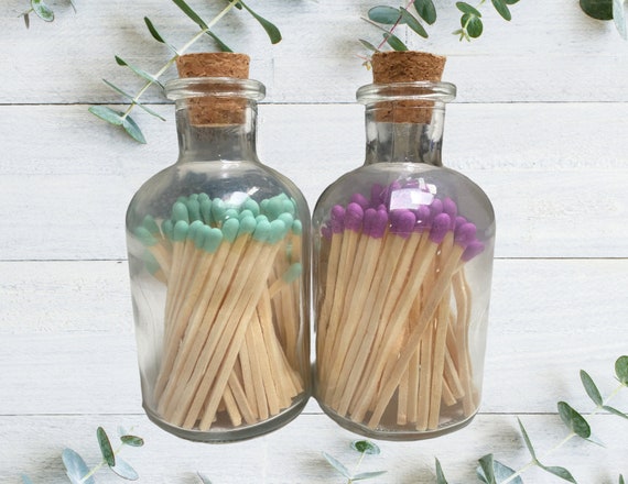Build a Box Item - Colored Matchsticks in Apothecary Jar - Lavender or Mint Tips