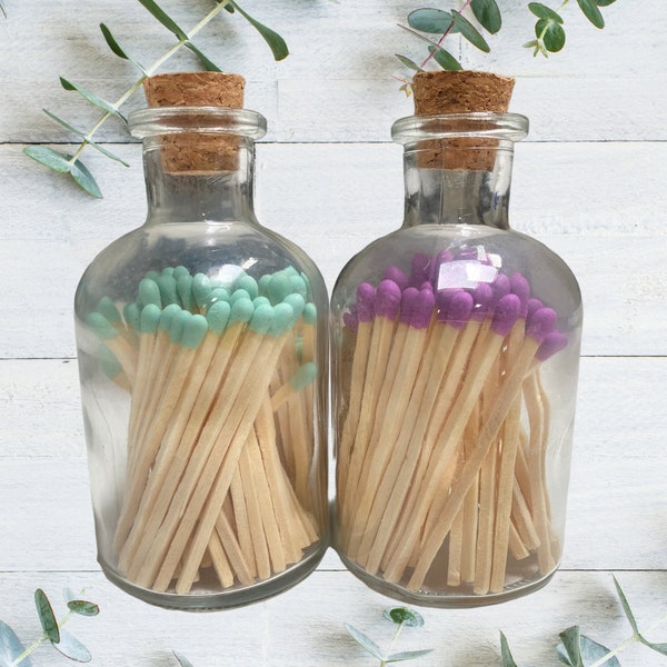 Build a Box Item - Colored Matchsticks in Apothecary Jar - Lavender or Mint Tips