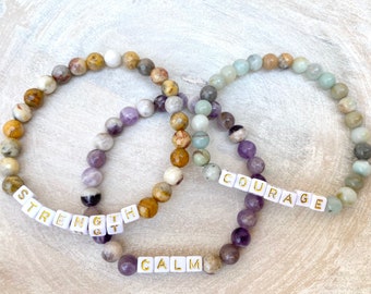 Custom Word Bracelets - Name Bracelets - Letter Bracelets - Affirmation Bracelets - Gemstone Bracelets - Custom Design Bracelets