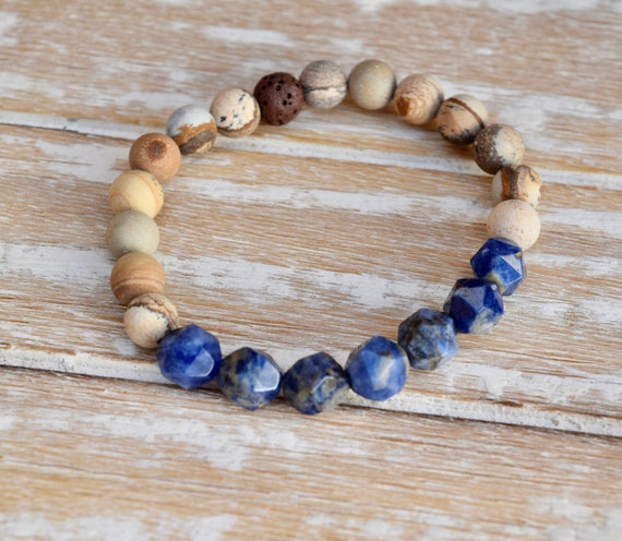 Clarity Bracelet - Sodalite Star Cut Gemstone Bracelet - Crystal Bracelet