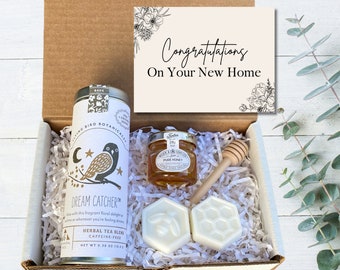 Presentask för nytt hem - Inflyttningspresent med te och honung - Skötselpaket för ny lägenhet - Present till vänner, familj, kunder - Vi skickar åt dig!