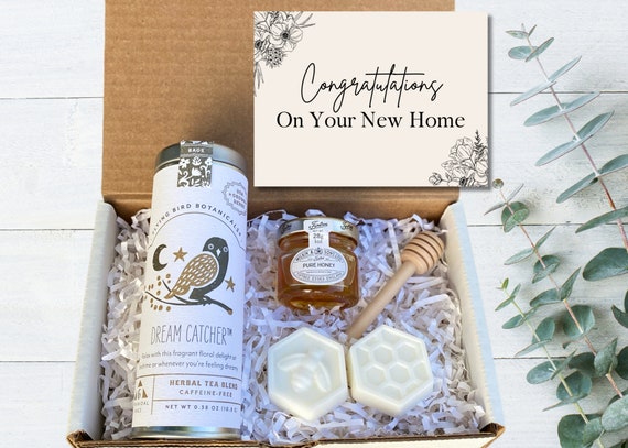New Home Gift Box - Tea & Honey Housewarming Gift - New Apartment Care Package - Gift For Friends, Family, Clients - We Ship For You!