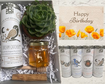 Happy Birthday Care Package - Succulent & Tea Box - Birthday Plant Gifts - Succulent and Organic Tea Gift Box - Happy Birthday Gift Box