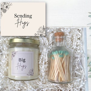 Big Hugs Candle Gift - Pick Your Candle Scent - 9oz Soy Candles with Apothecary Jar Match Sticks - Gift for Sending Hugs