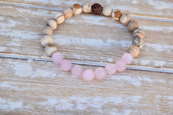 Love Bracelet - Rose Quartz  Star Cut Gemstone Bracelet