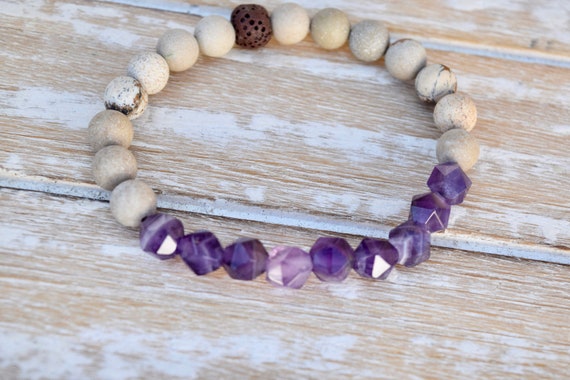 Spiritual Healing & Calm Bracelet - Amethyst Star Cut Gemstone Bracelet