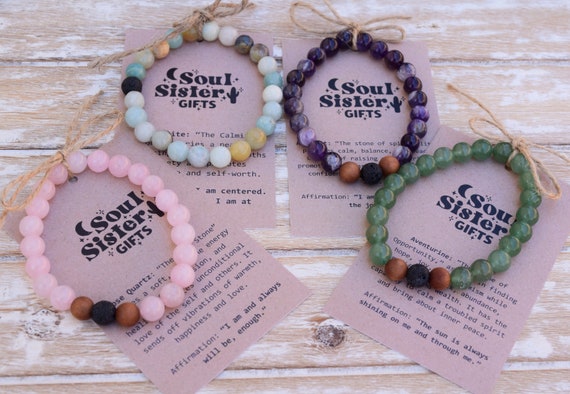 Crystal Bracelet - Rose Quartz Gemstone Bracelet - Amethyst Gemstone Bracelet - Aventurine Gemstone Bracelet - Amazonite Gemstone Bracelet