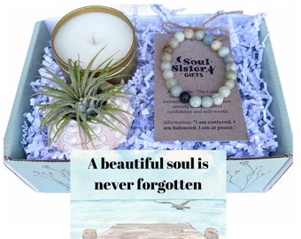 Ocean Sympathy Gift Box - Ocean Inspired Grief Mourning Gift - Friend Support Gift - Sputnik Shell & Air Plant - Gifts that Grow
