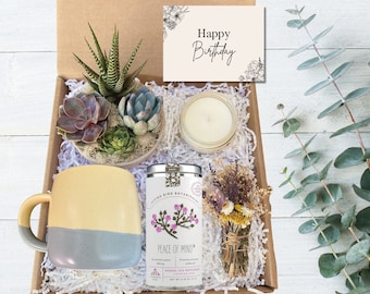 Happy Birthday Gift Basket - Care Package For Birthday - Birthday Gift - Succulent Arrangement Gift - Happy Birthdayt Gift Basket