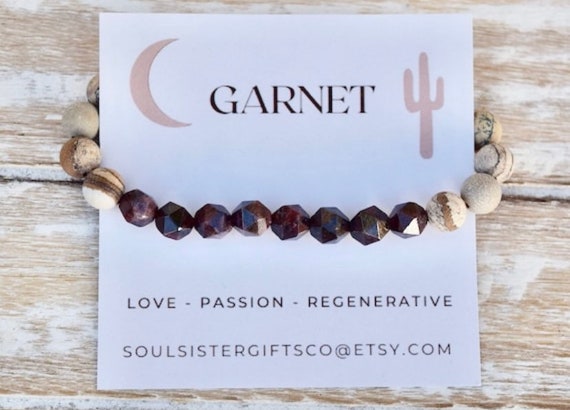 PASSION Gemstone Bracelet - Garnet Gemstone Bracelet - Star Cut Gemstone Bracelet LOVE- Bracelet Gift - Stacking Bracelet - Crystal Bracelet