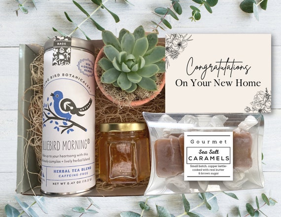 Housewarming Gift Box - Tea & Plant Gift Basket - New Home - Care Package - Realtor Gifts - Moving Gift - Congratulations on New Home