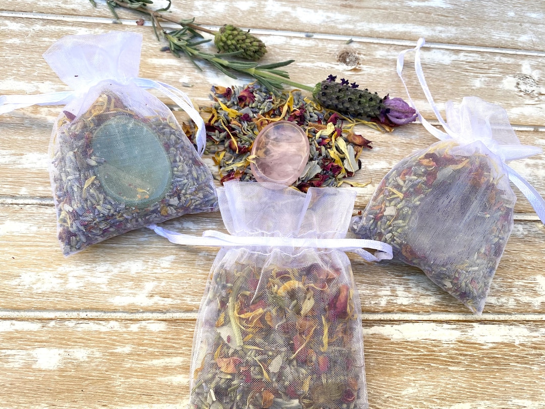Gemstone Aromatherapy Sachet Botanical Sachet With Amethyst, Rose ...