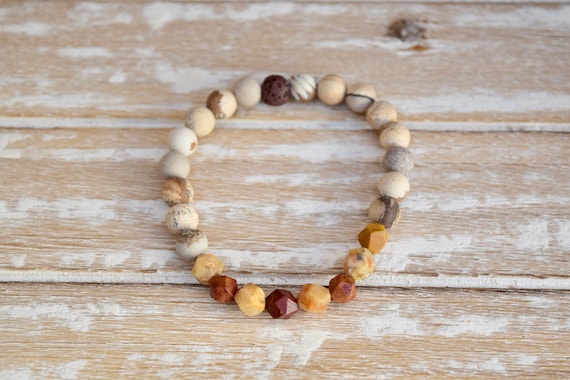 Happiness Bracelet - Crazy Lace Agate Star Cut Gemstone Bracelet - Crystal Bracelet