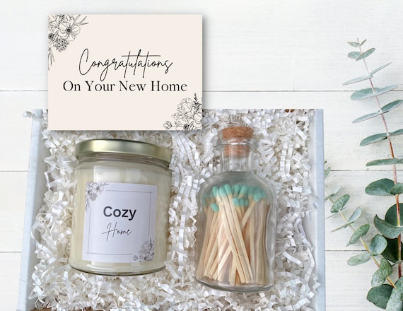 Cozy Home Candle Gift - Pick Your Candle Scent - 9oz Soy Candles with  Apothecary Jar Match Sticks - Gift for New Home