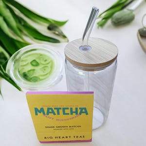 Build a Box Item - Iced Matcha & Glass Tumbler with Bamboo Lid and Glass Straw - Iced Matcha Gift